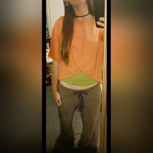 Bodkin Orange Cross-Over Style Blouse Small Organic Cotton